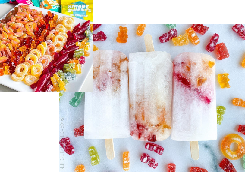 SmartSweets on plate and SmartSweets popsicles